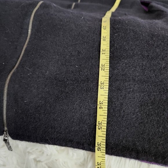 Calvin Klein Womens Black Angora Wool Blend Half Sleeve Overcoat Size XL Zipper - Picture 12 of 14